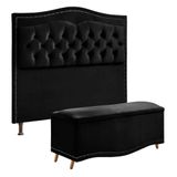 Cabeceira E Calçadeira Holanda 140cm Shop Das Cabeceiras Preto
