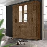 Guarda Roupa Casal Com Espelho 8 Portas 1 Gaveta Castanho Wood Pascoal Shop Jm