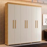 Guarda Roupa Casal 6 Portas Grande 100% Mdf Cinamomo Off White Milão Fênix