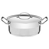 Caçarola Tramontina Professional Rasa Em Aço Inox Fundo Triplo Com Tampa Plana 28 Cm 7,1 L