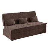 Sofá Cama Com Molas 3 Lugares Com Almofadas 2,20m Austrália Suede Marrom Selmer Marrom