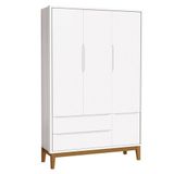Guarda Roupa Infantil New Classic 3 Portas Branco Com Pés Madeira - Reller