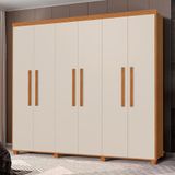 Guarda Roupa Grande De Casal 100% Mdf 6 Portas Nature Off White Guarol Shop Jm