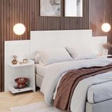 Cabeceira Casal Extensível 100% Mdf Com Nichos Laterais Branco Ganvie Shop Jm