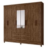 Guarda Roupa Casal Flórida 8 Portas E 4 Gavetas Castanho Wood Com Espelho - Moval