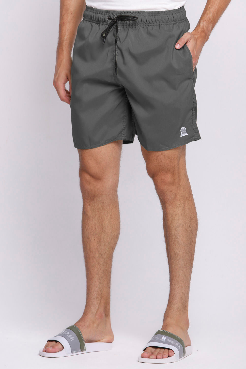 Short Vôlei Masculino Básico Liso Polo Wear Cinza Escuro