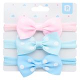 Faixa Cabelo Bebê Trio Poá Rosa/verde Água/azul-pimpolho