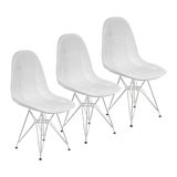 Kit 3 Cadeiras Charles Eames Botonê Eiffel Base Metal