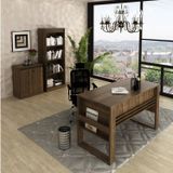 Conjunto Home Office 3 Peças 1 Mesa 127cm 1 Balcão 1 Estante Espresso Móveis Nogal