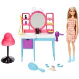 Conjunto E Boneca Barbie Totally Hair Salao De Beleza Mattel