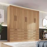 Guarda Roupa Casal Mdf 6 Portas 12 Gavetas Monaco Plus Cinamomo