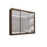 Guarda Roupa Casal Dubai 3 Portas Espelhadas 6 Gavetas 100% Mdf D Doro Móveis- Ypê/off White