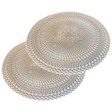 Jogo Americano 2 Peças Mesa Posta Mesa Redondo Linha Luxo Tamanho Grande Modelo Lotus Em Pvc