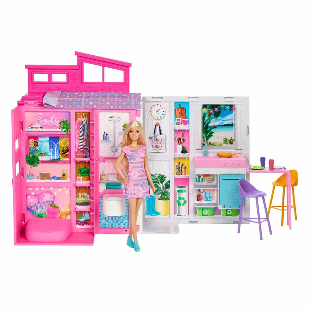 Conjunto Cenario E Boneca Barbie Casa Glam Mattel