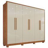 Guarda Roupa Mdf 6 Portas 6 Gavetas 8 Pés Cinamomo E Off