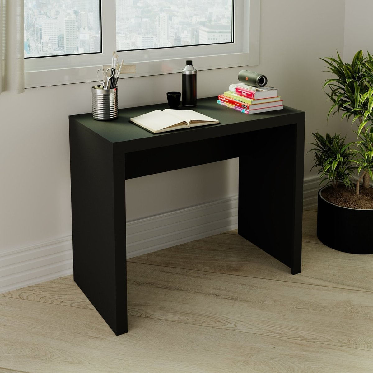 Escrivaninha Conforto E Estilo 46,5 X 90 X 74,5 Cm Preto