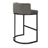 Banqueta Alta Estofada Estrutura Aço Carbono Belly Ii Base Preto 75cm Suede Bege