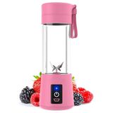 Mini Liquidificador Mixer Juice Cup Portatil 320ml Usb 6 Lâminas - Juicer - Rosa