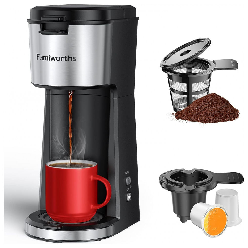 Cafeteira Elétrica Para Café Moído E Capsulas, Dose Única, 110v 1000w Famiworths, Preta