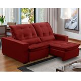 Sofa Retratil Reclinavel 2 Lugares 2,80m Atlantis Veludo Bordô Lansofbr