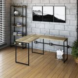 Escrivaninha L Estilo Industrial 120x140cm Dynamica Yescasa Carvalho /preto