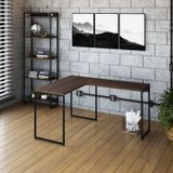 Escrivaninha L Estilo Industrial 120x140cm Dynamica Yescasa Nogal / Preto