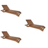 Conjunto 3 Espreguiçadeiras Para Jardim Em Madeira Maciça Chaise Long Madeira