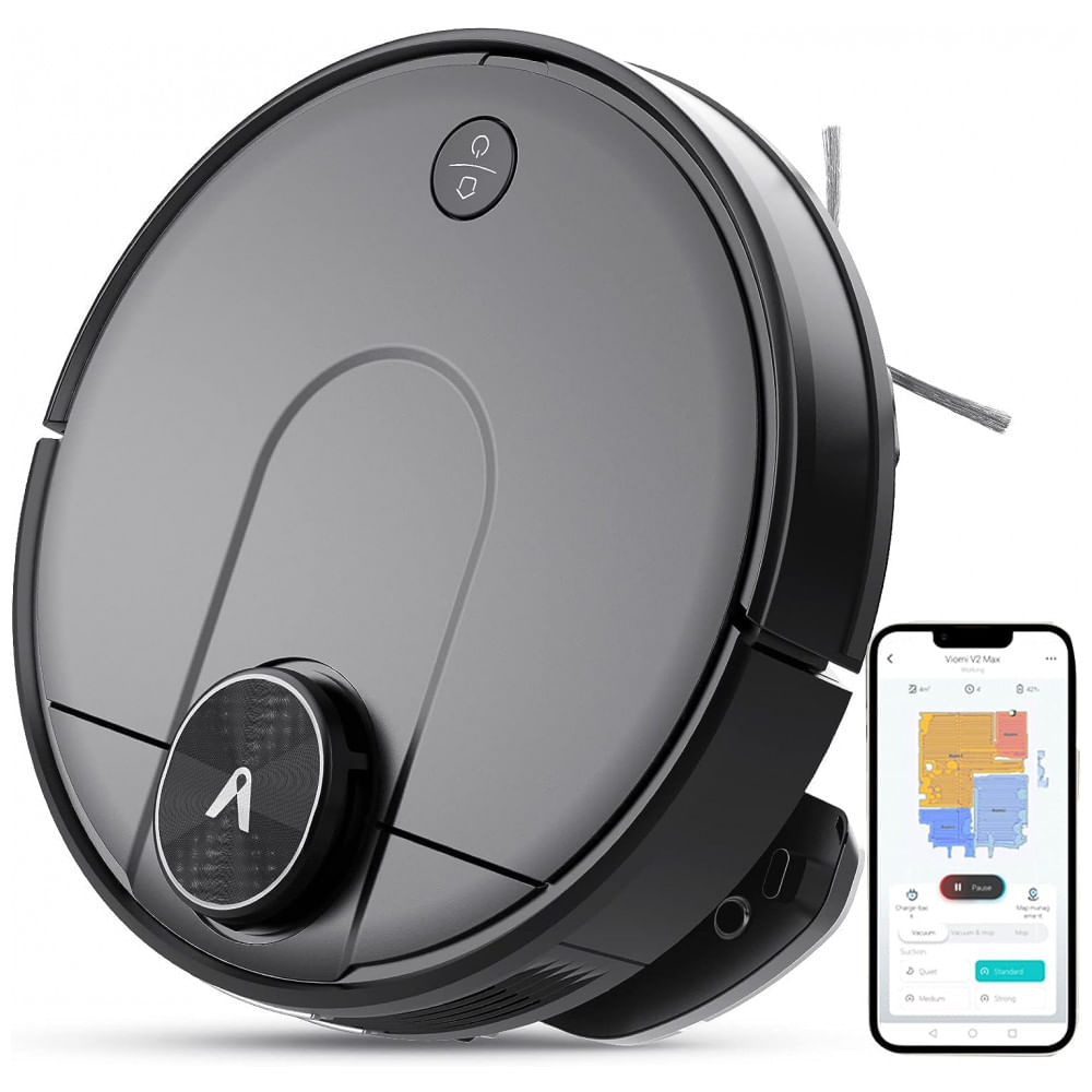 Aspirador De Po Robo Com Conexao Via App Wi Fi, Auto Carregamento E Mapeamento Multinivel, 110v, Viomi V2, Preto