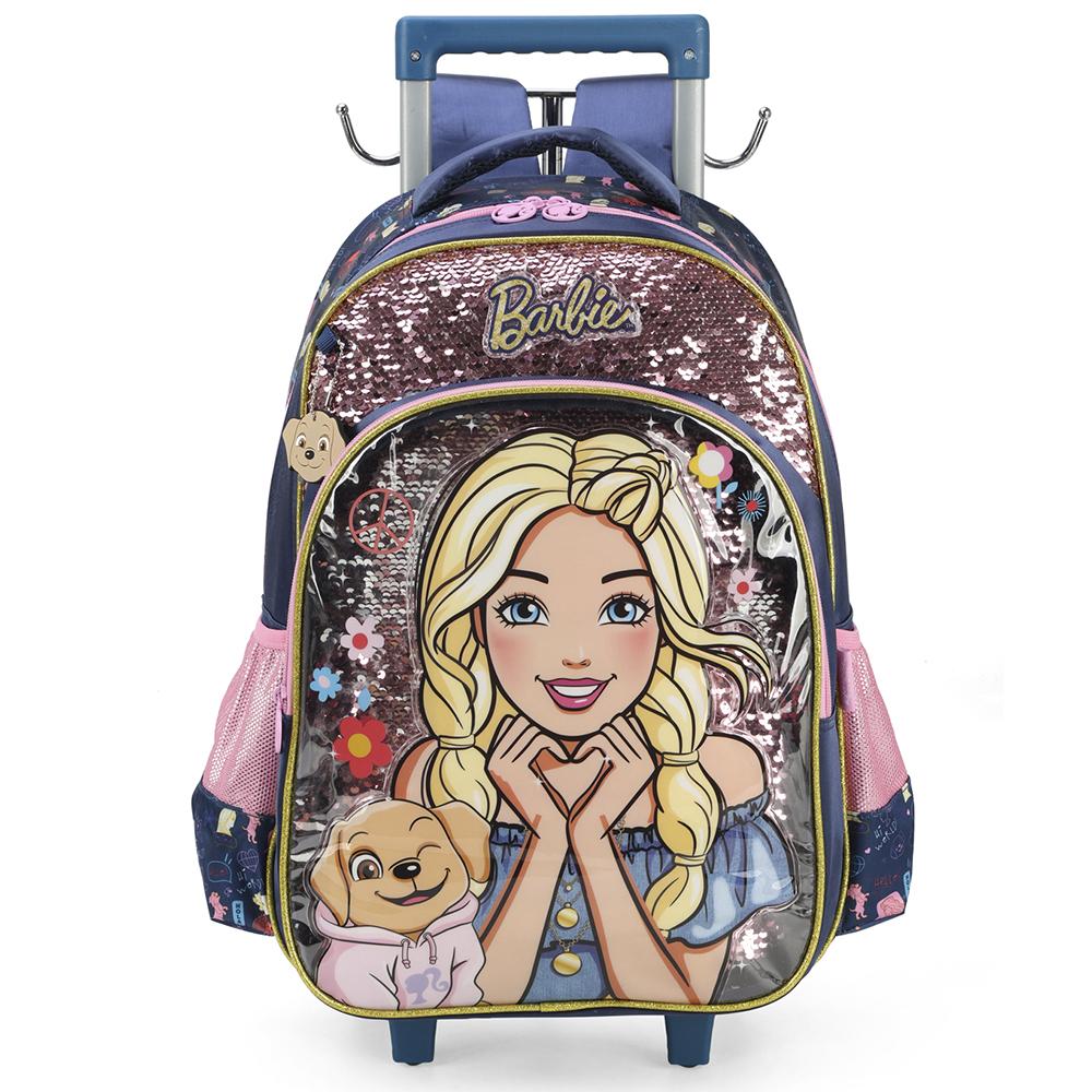 Mochila De Rodinhas Com Alça Luxcel Barbie Azul