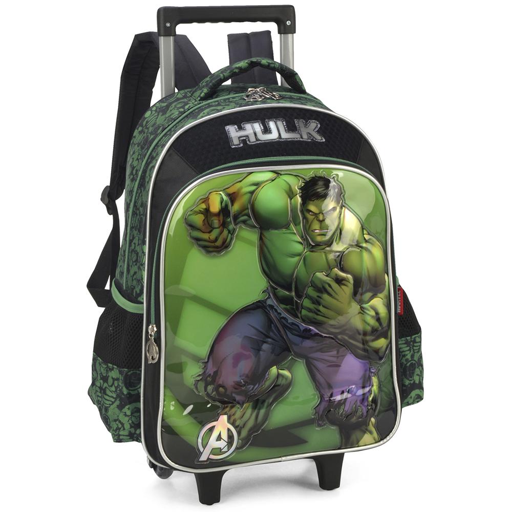 Mochila De Rodinhas Com Alça Luxcel Avengers Hulk Verde