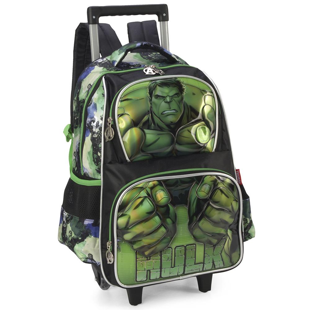 Mochila De Rodinhas Com Alça Luxcel Avengers Hulk Preto