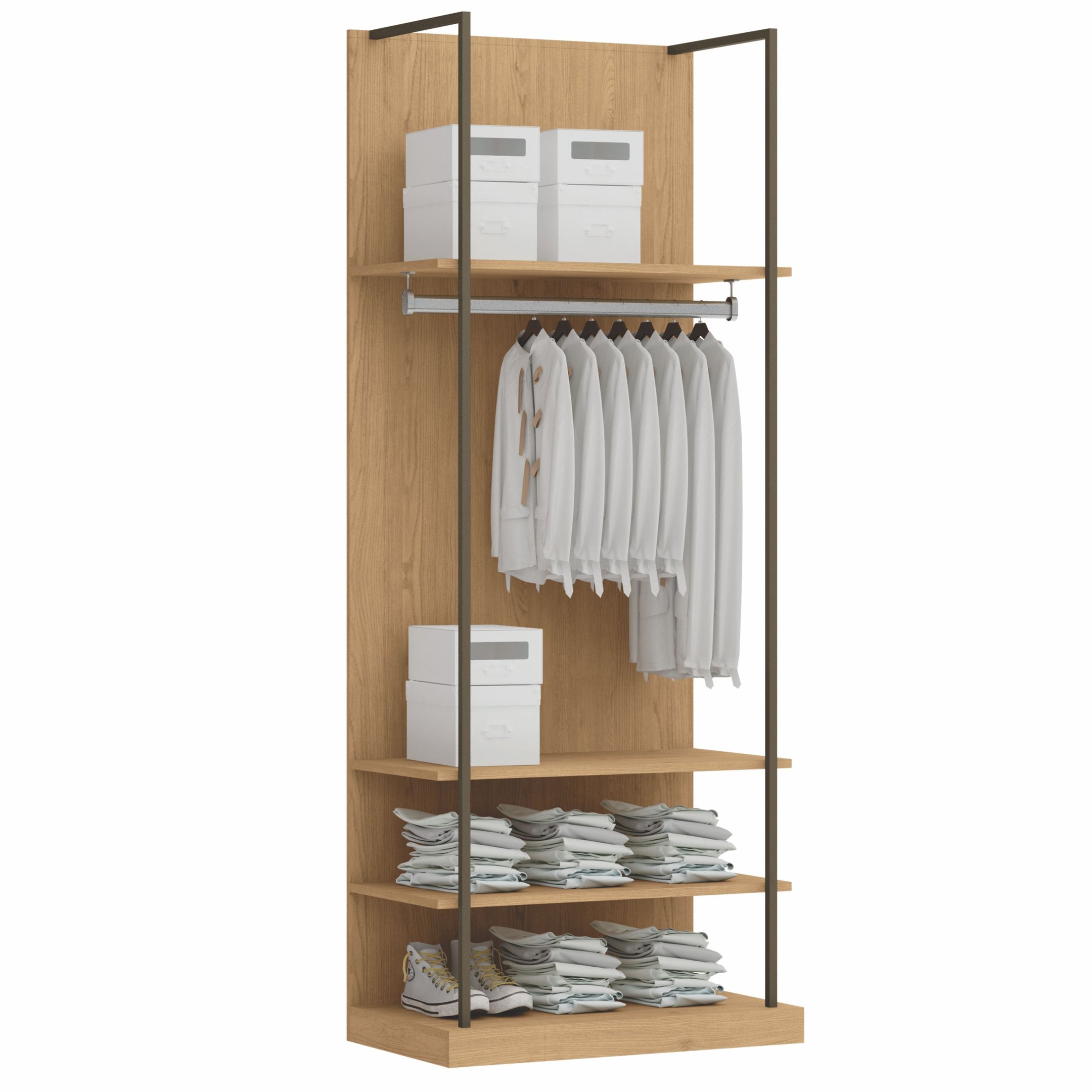 Módulo Prateleiras E Cabideiro Guarda Roupa Closet Modulado Smart Tube Angelin