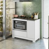 Balcão Para Fogão Cook Top De 5 Bocas Com Gavetão Branco New