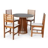 Conjunto Mesa De Jantar Talia 90cm E 4 Cadeiras Luna Assento Mdf – Madeira Maciça Preto/branco