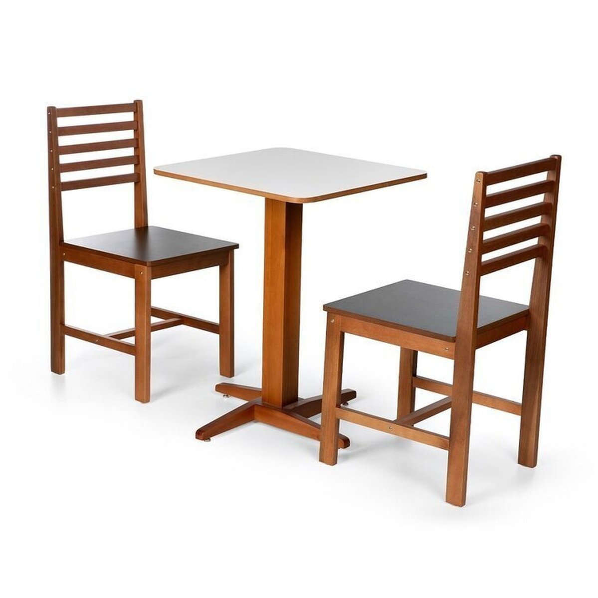 Conjunto Mesa De Jantar Jaque 60cm E 2 Cadeiras Luna Assento Mdf – Madeira Maciça Branco/preto