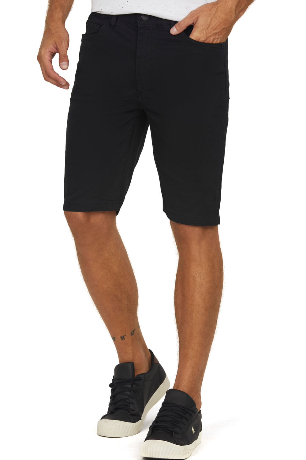 Bermuda Masculina Sarja Básica Polo Wear Preto