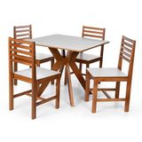 Conjunto Mesa De Jantar Isadora E Cadeiras Luna Assento Mdf Madeira Maciça Branco