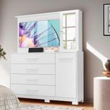 Cômoda Com Painel Para Tv Até 43 Polegadas 4 Gavetas Branco Inlet Shop Jm