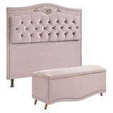 Cabeceira E Calçadeira Holanda 195cm Shop Das Cabeceiras Rose