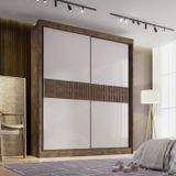 Guarda-roupa Mdf Ripado 2 Portas De Correr 3 Gavetas Milos Yp锚/off White