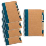 Kit 5x Caderneta Eco 13x18cm 60fls Sem Pauta Com Caneta Azul