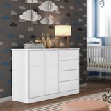 Cômoda 2 Portas Infantil 4 Gavetas Branco Nuuk Jm Móveis Baby