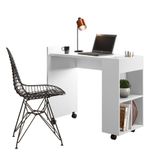 Mesa De Computador Pequena 94 Cm Com Nichos Branco Alessa Lukaliam