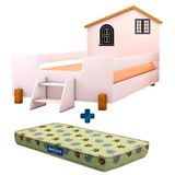 Cama Montessori Casinha Infantil Com Escadinha Branco Preto Belíssima Divaloto Com Colchão Probel