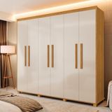 Guarda Roupa Casal 6 Portas 100% Mdf Cinamomo Off White Madri Fênix