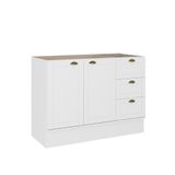 Balcão Gabinete De Pia Mdf Milla 2 Portas 3 Gavetas Branco 120cm Carraro