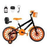 Bicicleta Infantil Aro 16 Nylon E Acelerador Preta E Laranja