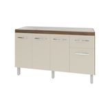Balcão Cozinha Armário Gabiente Pia De 140 Cm Com 4 Portas E 1 Gavetas Camila Savana Off White