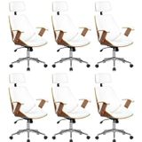 Kit 6 Cadeiras De Escritório Presidente Giratória Com Apoia Cabeça Office Lisboa Branco