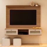 Painel Para Tv 72 Polegadas Artely Trama Cor Cinamomo C/off White